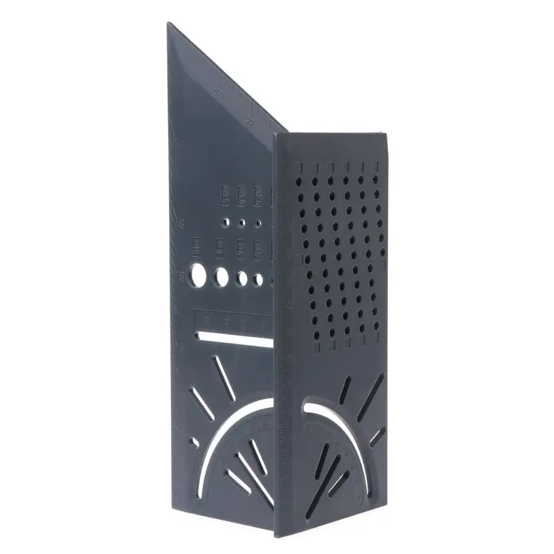 Gray 3D макет Miter 45 ° 90 ° метрический квадратный измеритель измерительный инструмент деревообрабатывающий линейка измерения суппорта - Цвет: Gray