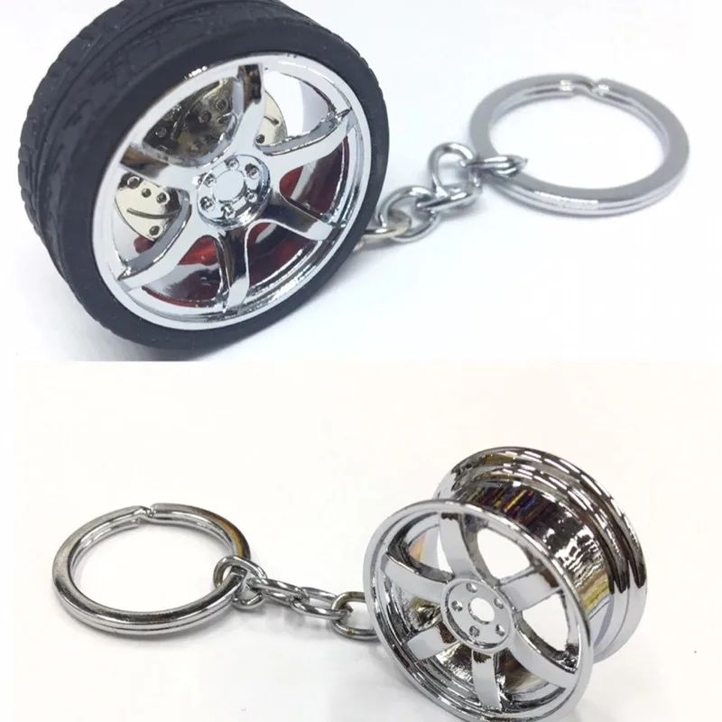 Wheel Hub Key Chain Zinc Alloy Tire Styling Car Key Ring Auto Modification Parts Keyring For BMW Audi Benz Volkswagen SEAT Ford