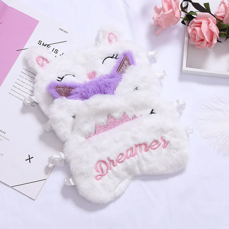 Fox Eye Mask Plush Fox Cloud Sheep Dream Eye Cover Sleeping Mask Band Shade Blindfold Goggles Relax Travel Eyepatch