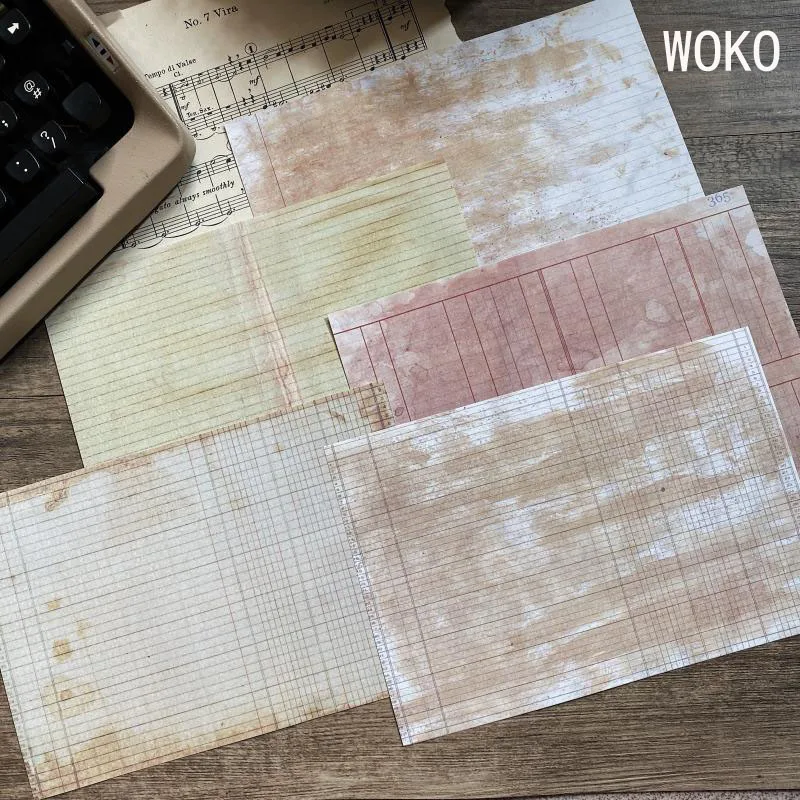 WOKO 12 шт. старый кофе пятен материал бумага в виде решетки в стиле ретро квитанция форма фон украшения стикеры DIY Пуля журнал Скрапбукинг