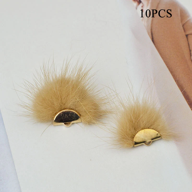 10pcs DIY Tassels Fur Ball Colorful Creative Pom Pon Jewelry Hair Accessories Handmade Earrings Accessories High Quality - Цвет: khaki