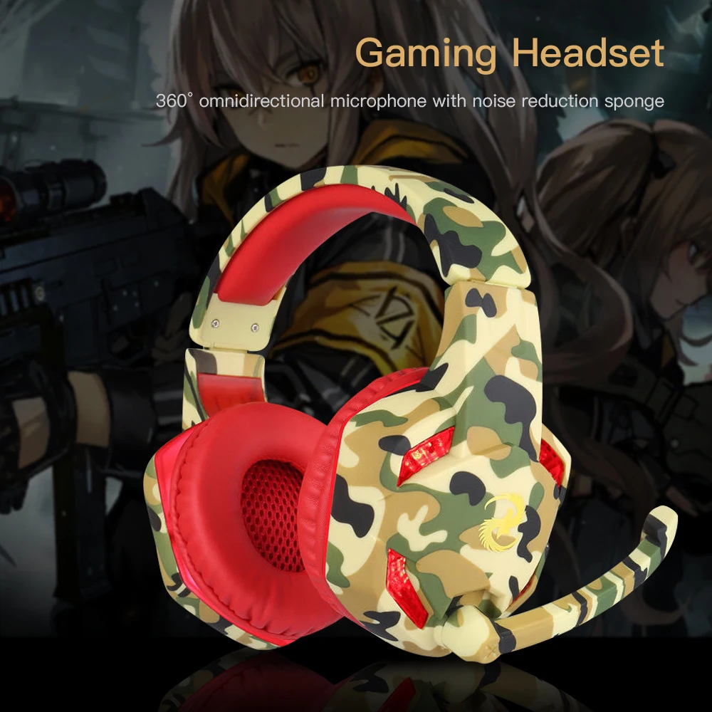 NEW Camouflage wired Gaming headphones for computer with microphone Eat chick headset bass 9D stereo