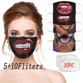 

5pcs Adult Outdoor Scarf Face Protective Face cover 10pcs Filters printed Scarf Face Cover Mascarillas Máscara facial women men