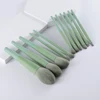 FLD 11/8pcs Natural Hair Green Makeup Brushes Foundation Powder Eyeshadow Eyebrow Brush Set Cosmetic Tool Profesional Maquillaje ► Photo 3/6