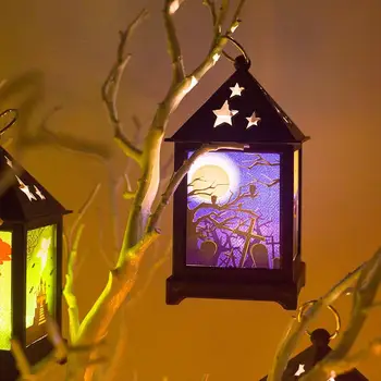 

Hanging Lantern Halloween LED Lamp Light Bat Kids Pumpkin Lamp Pumpkin Light Skeleton Home Decor Spider Creative Horror Party