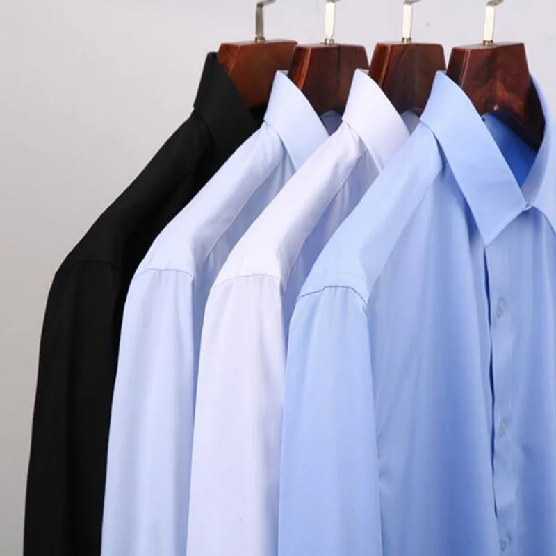 Модная мужская одежда формальные рубашки Camisa, дышащие удобные однобортные рубашки ткань высокого качества не нуждается в глажке Slim Fit