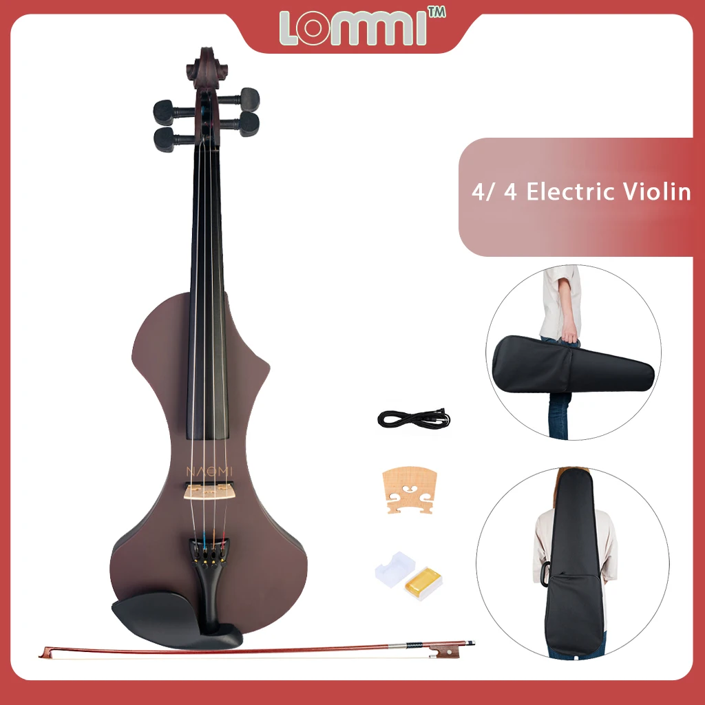 Lommi 4/4 Violino Strumento A Corde Violino Elettrico Violino A 4 Corde Violino Elettronico Con Kit Preamplificatore Elettrico Piezoelettrico Rosso Sc