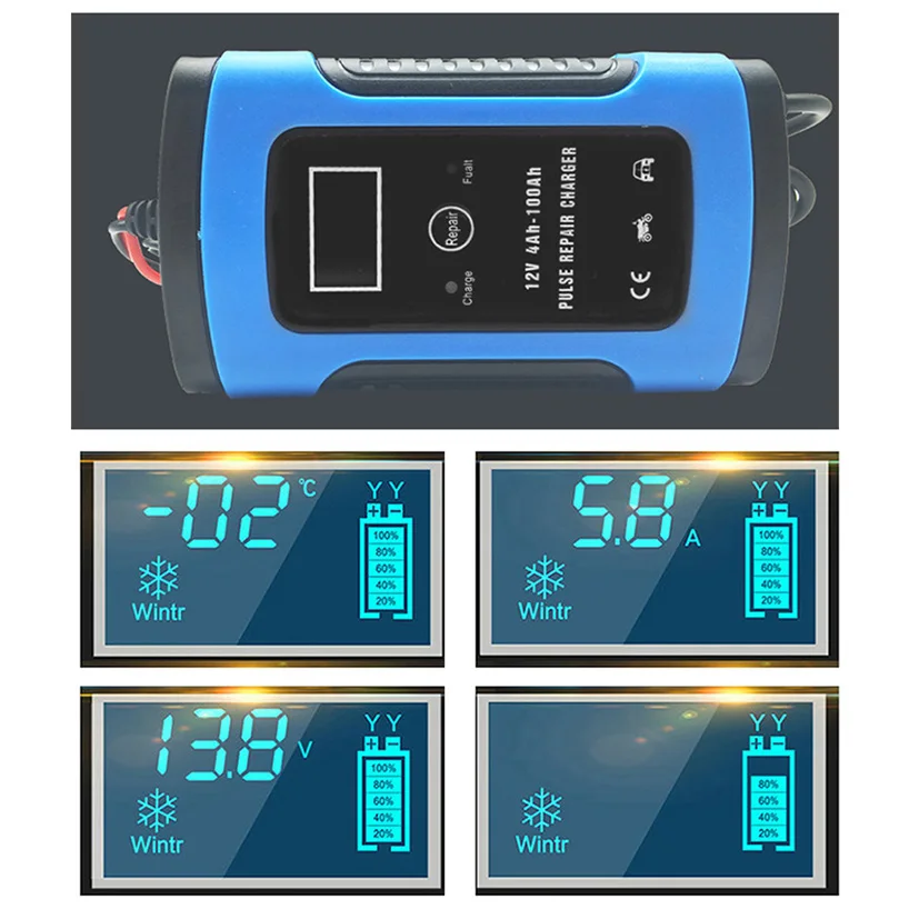Ceny 12 V 6A LCD inteligentna szybka ładowarka samochodowa do Auto motocykl kwasowo ołowiowy AGM akumulatory żelowe inteligentne ładowanie 12 V Volt 6 A AMP