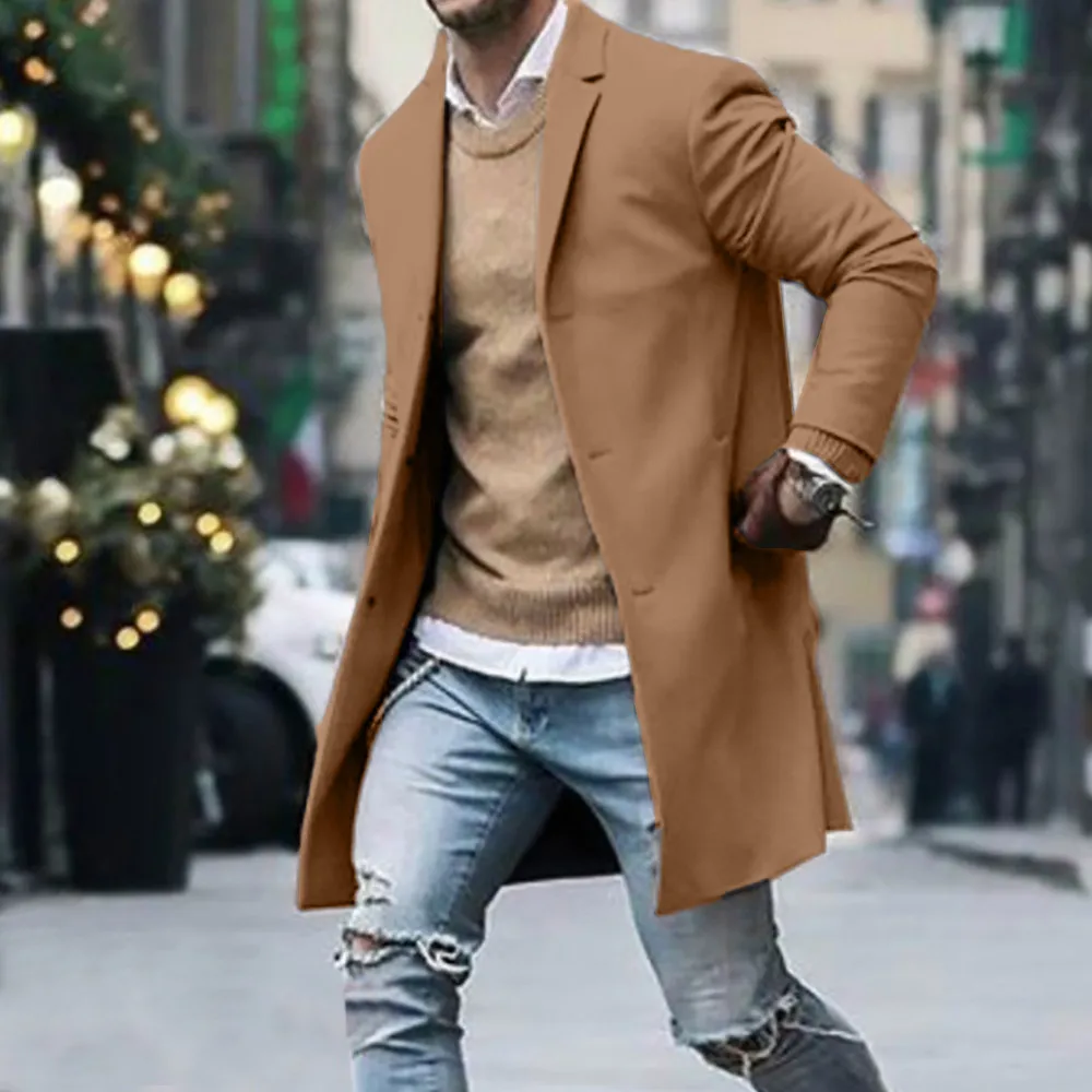Осенне-зимний Длинный блейзер Masculino, модный мужской повседневный костюм из бутика с длинным рукавом, Мужской приталенный деловой костюм, блейзеры, куртка