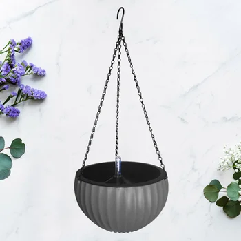 

Thickened Automatic Water Suction Plastic Flowerpot Round Flower Hanging Basket for Home (White 220 Height 125x220）