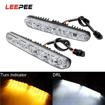 

LEEPEE 1 Pair Car DRL Turn Signal Indicators Auto Daytime Running Lights Waterproof Car Daytime LED Light Lamp DC 12V