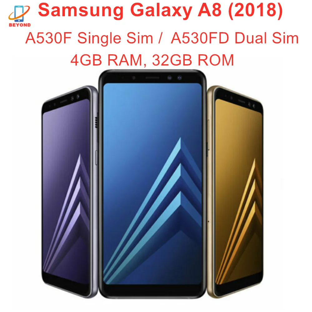 Samsung Galaxy A8 2018 A530F A530FD RAM 4GB ROM 32GB teléfono móvil Octa Core 5,6 Exynos NFC huella dactilar teléfono celular Original