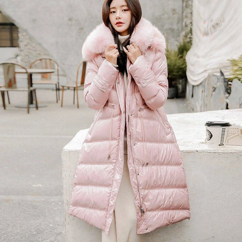 Women Winter Warm Down Jacket Cotton Hooded Fur Collar Parka Coat Outerwear 