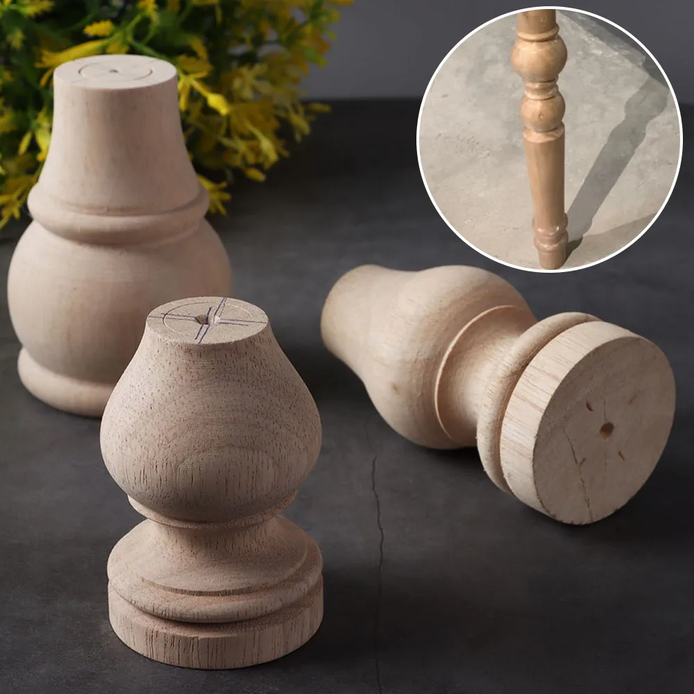 Wooden Furniture Legs European Style Solid Wood Carved Furniture Foot Legs TV Cabinet Seat Feets Vintage Home Decor Crafts Accessories