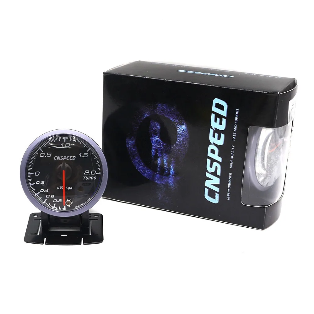 CNSPEED 60 мм Автомобильный турбо Boost Калибр бар с датчиком белый и янтарный освещение черное лицо турбо Boost метр/Автомобильный измеритель YC101347
