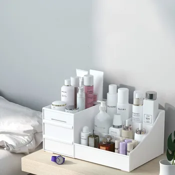 

Large Capacity Cosmetic Storage Box Drawer Makeup Organizer Dressing Table Skin Care Rack House Container Mobile Phone Sundries