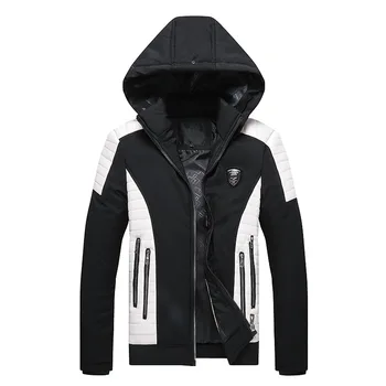 

Men's Wear Clothes Hair Lead Hats Removable Man Keep Warm Hit Color Loose Coat Will Code Thickening Cotton-padded Clothes Male