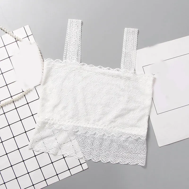 New Lace Strap Wrapped Chest Shirt Top New Comfortable Underwear Ladies Camisole Black White Women Summer Plus Size Crop Top lace camisole tops