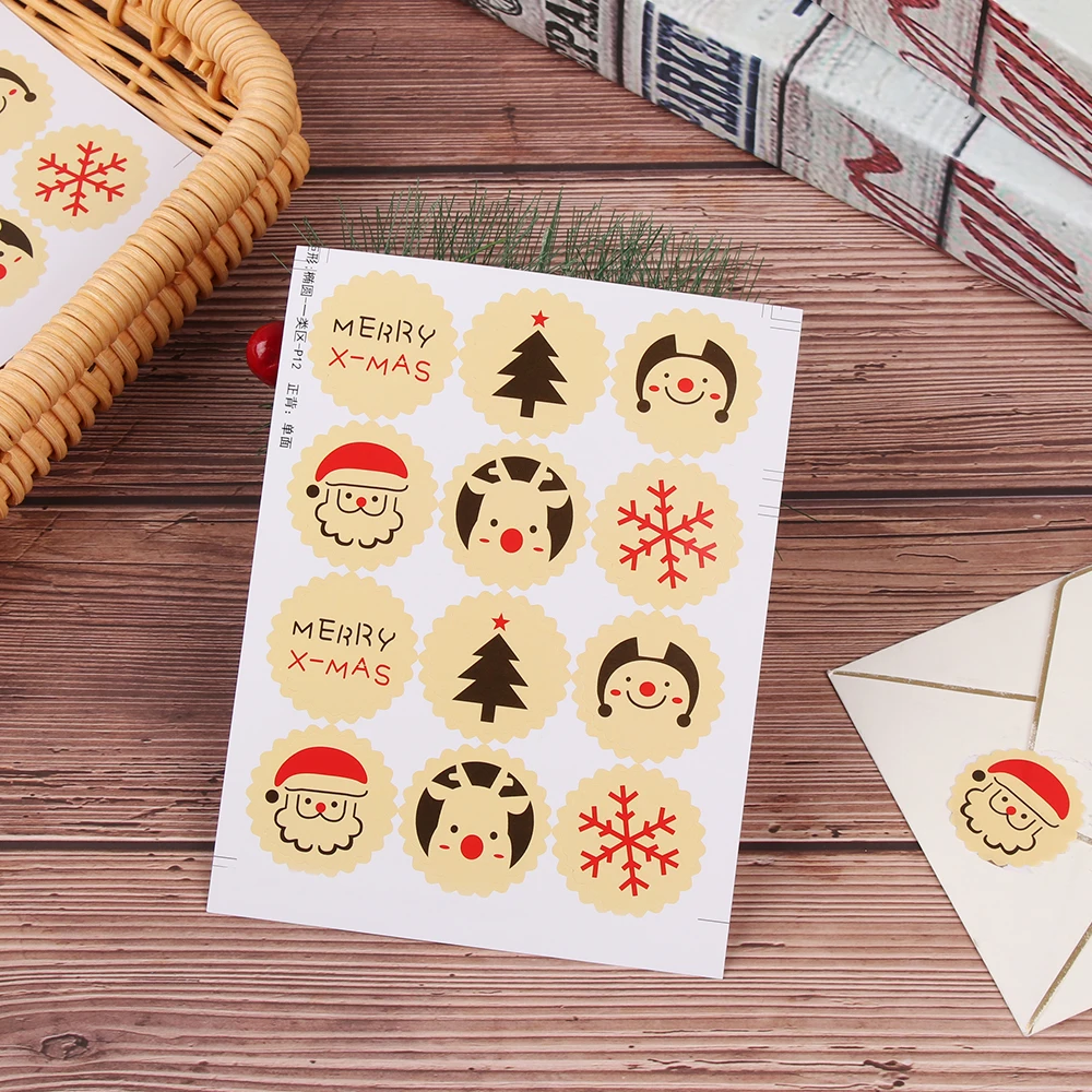 60/120PC Merry Christmas тема Уплотнительная наклейка DIY подарки отправлено украшение в виде хлопьев снега Упаковка Этикетка для дома, офиса, школы