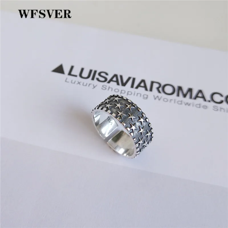 

WFSVER Korea Style 925 Sterling Silver Ring Bohemia Star Pattern Opening Adjustable Ring Female Fashion Jewelry Party Present