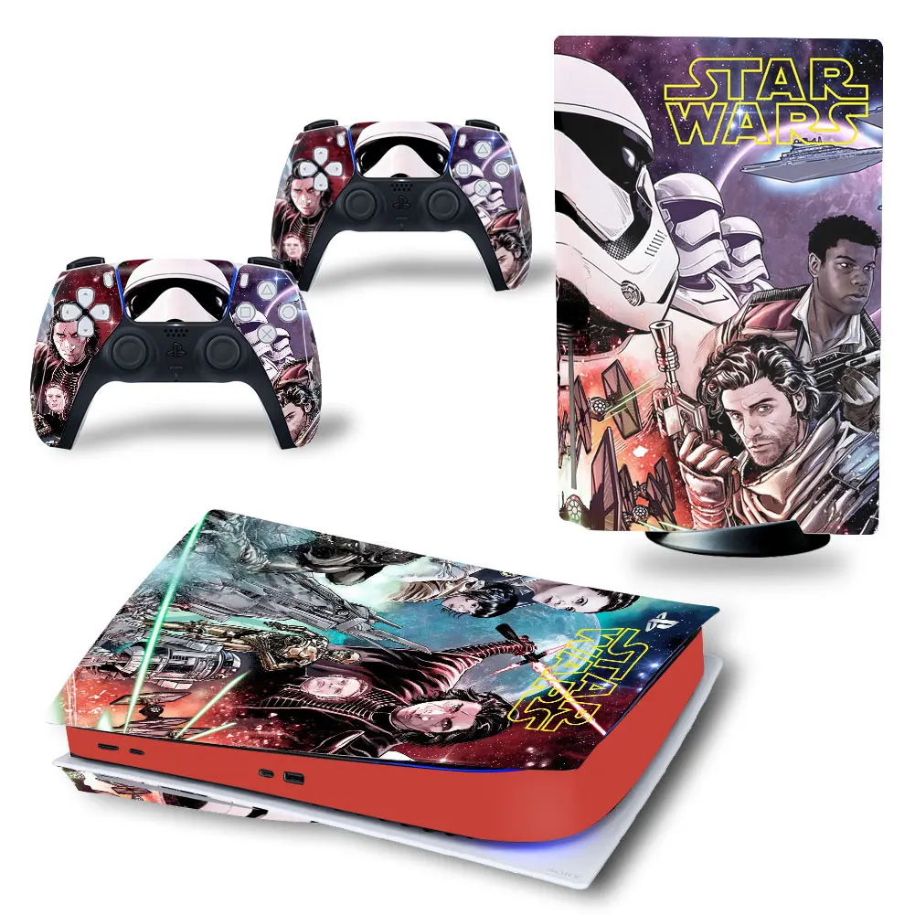 Marvel Star Wars PS5 Disk Skin Sticker Decal Cover for PlayStation 5 Console and 2 Controllers PS5 Disk Skin Sticker Vinyl 