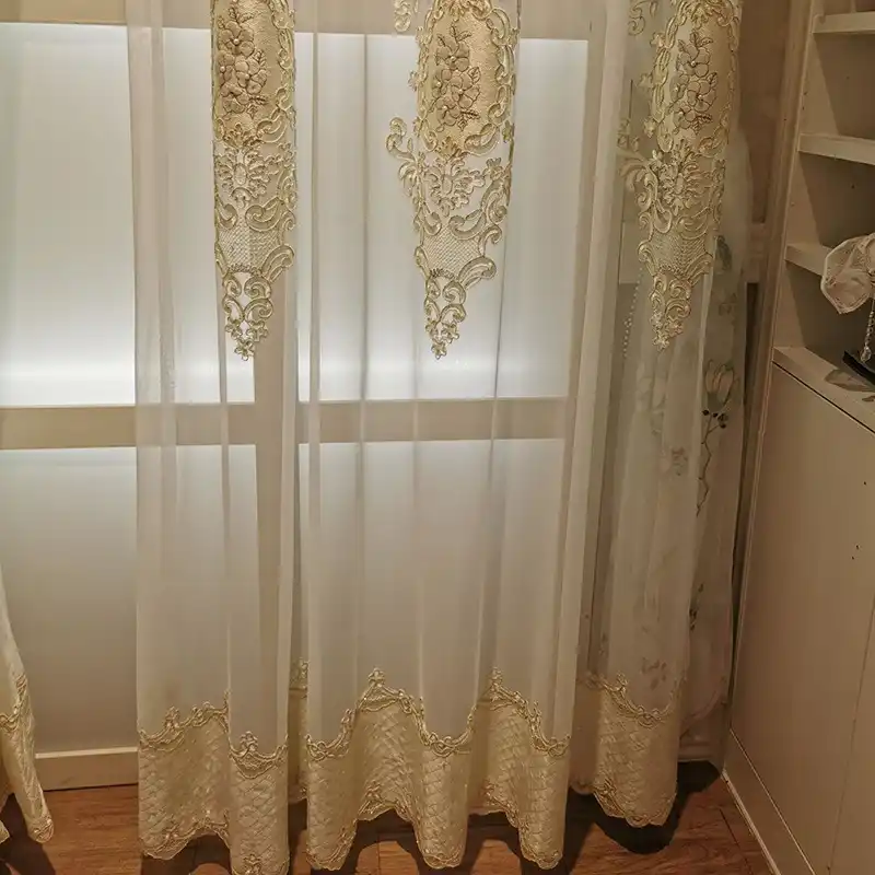 Luxus Europaische Gestickte Perle Tull Fur Wohnzimmer Edle Fenster Schlafzimmer Vorhange Sheer Voile Volant Stoff Weiss Panel 034 4 Vorhange Aliexpress
