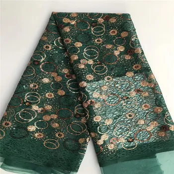 

Madison Tulle Sequin Fabric Lace Sequins Emerald Green French African Nigerian Latest Design High Quality Tulle 2020 For Sequenc