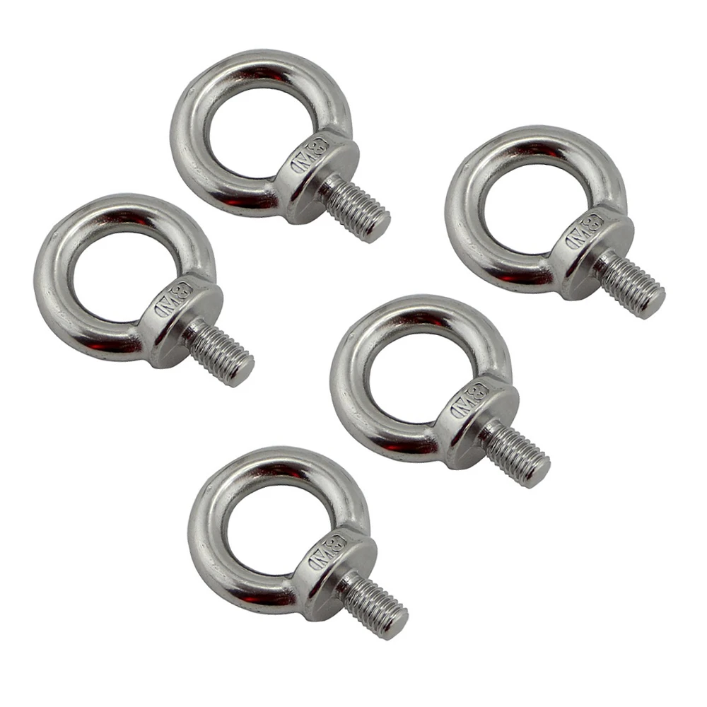 

5PCS DIN580 M6 Eye Bolt Stainless Steel 304 Rigging Hardware Eye Bolts Stainless