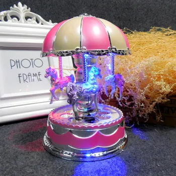 

2018 Creative Light Merry Go Round Figurines Miniatures Crafts Christmas Birthday Gift Carousel Decoration Crafts Merry CM