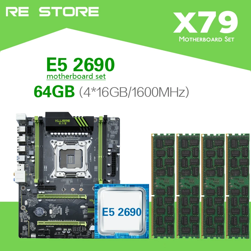 

Kllisre X79 motherboard set with Xeon E5 2690 (4pcs X 16GB) 64GB 1600MHz DDR3 ECC REG memory
