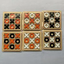 

New Colorful XO Three Consecutive Tic Tac Toe Leisure Battle Chess Board Game Wholesale Wooden Toy Card Collection Gift for Kids