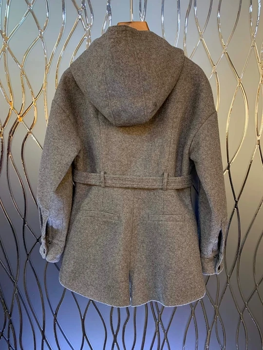 Early autumn new women's wear neckline, cap, decorative buckle, waist, long sleeve cloth, Long Sleeve Jacket 1004