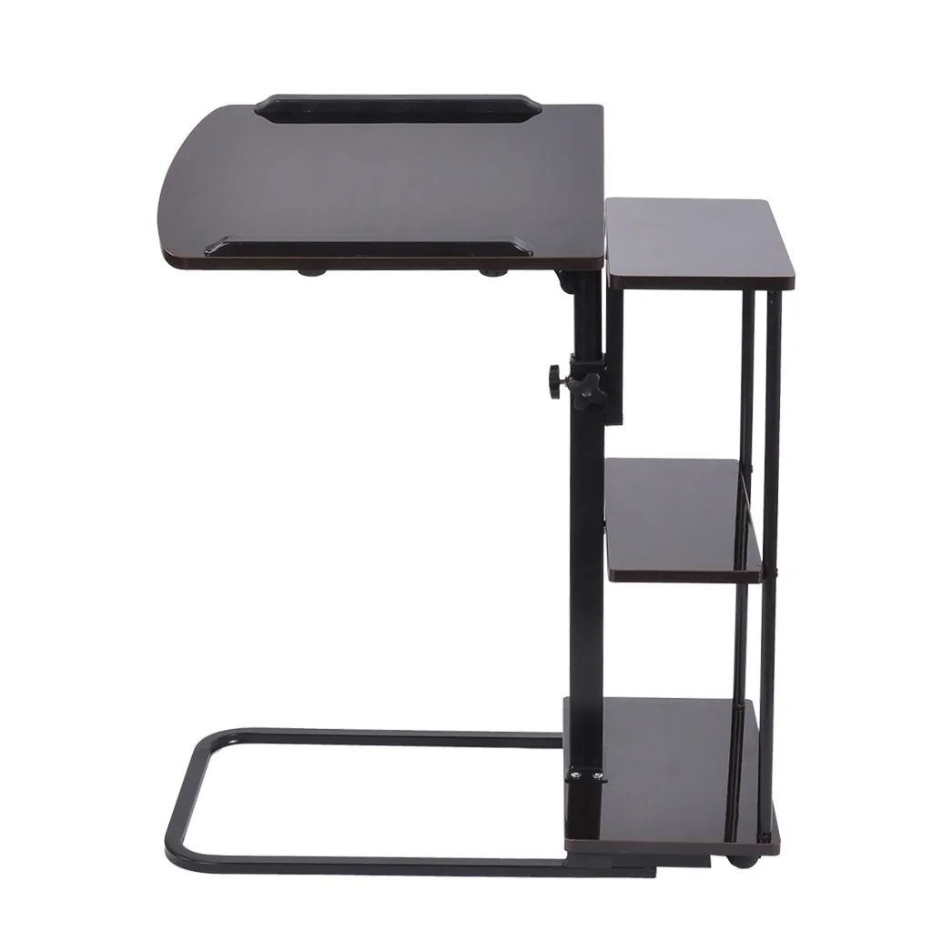 Деревянный стол для ноутбука с колесами полка хранения регулируемая высота