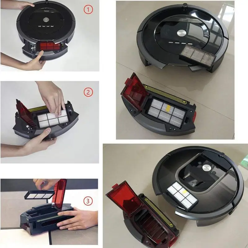 3 шт. 980 Hepa фильтры совместимый для iRobot Roomba 980 860 880 870 робот пылесос и 3 шт. пылесосом Roomba благодаря боковым щеткам обеспечен (800 90