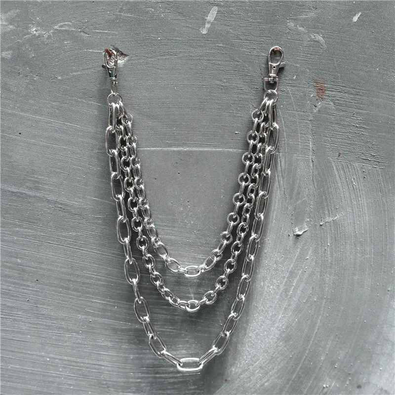 

Hip hop chain men's cargo pants retro chain women's Ins Disco dance double metal chain hanging chain waist chain trend