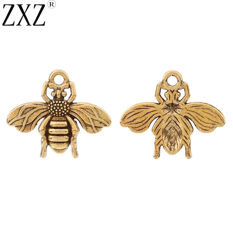 

ZXZ 20pcs Antique Gold Tone Bumble Bee Charms Pendants for DIY Bracelet Necklace Jewelry Making Findings 22x19mm