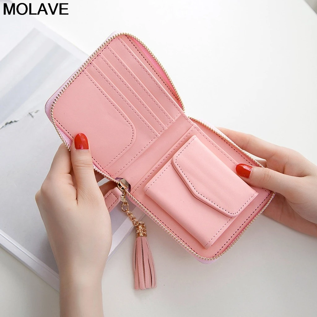 Molave кошелек модный женский с кисточками однотонный короткий кошелек дамские сумки для карт на молнии держатели для карт сумочка клатч monederos para mujer