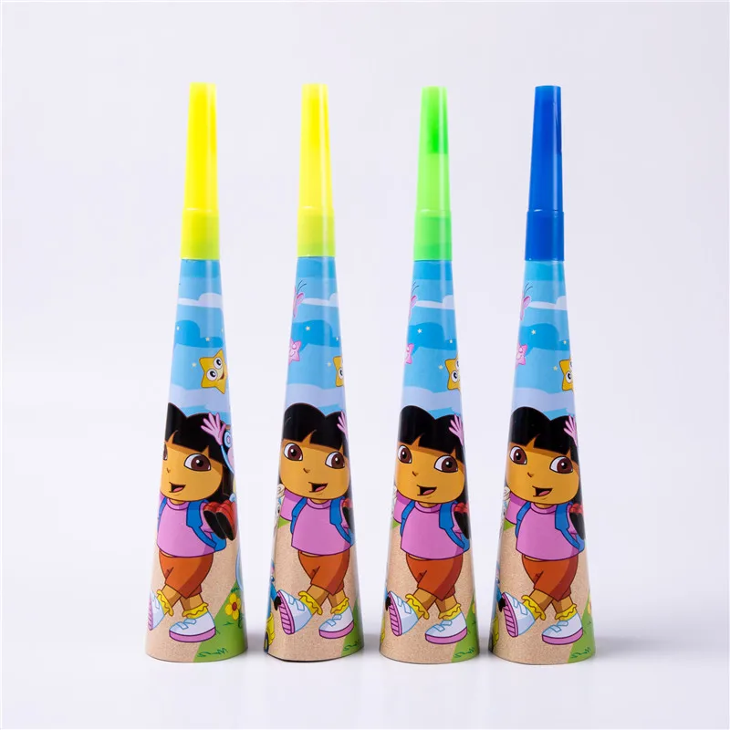 Dora themeExplorer счастливый день рождения бэби Шауэр для мальчика свадебный фестиваль вечерние украшения набор баннер салфетки стакан с соломинкой пластины поставщик - Цвет: Horn 6pcs