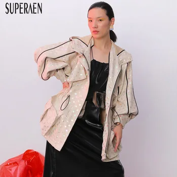 

SuperAen Europe New 2019 Autumn New Women Jackets Wild Hooded Pocket Ladies Jackets Long Sleeve Fashion Women Clothing