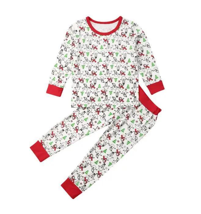 Новые рождественские пижамные комплекты для детей 2-8 лет, топы с длинными рукавами с изображением Санты для маленьких мальчиков и девочек+ штаны, комплект из 2 предметов, комплект одежды на Рождество, CL209
