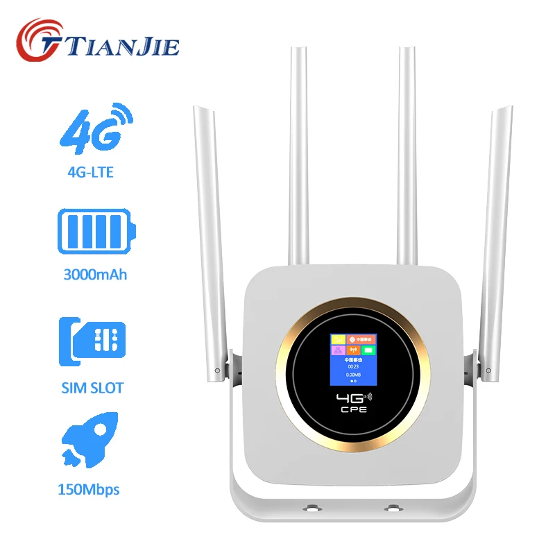 Tianjie Wifi Roteador Hotspot Lte Modem 3000mah Bateria Bolso Cpe Sim Cartão Cpe904 4g