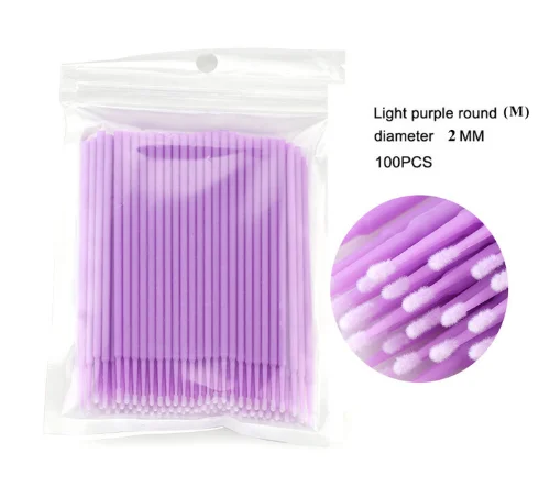100 шт./пакет одноразовая микрощетка ресницы человека Расширение Удаление ресниц тампон микро щетка для наращивания ресниц Инструменты - Цвет: Purple
