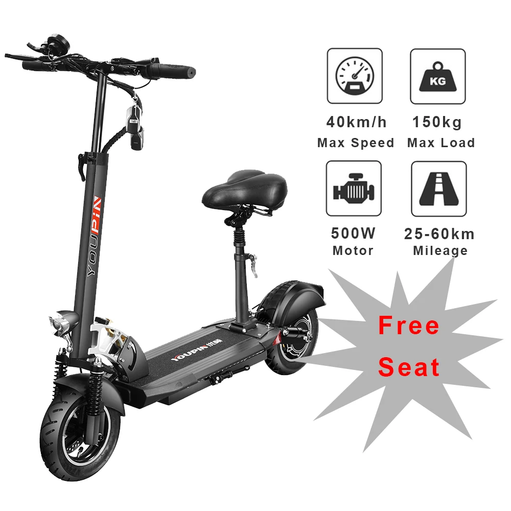 E Scooter 10 Zoll Mit Straßenzulassung [NEUE] YOUPing Q02 Klapp Elektrische Roller 500W Motor 48V 18Ah 40 km/h
