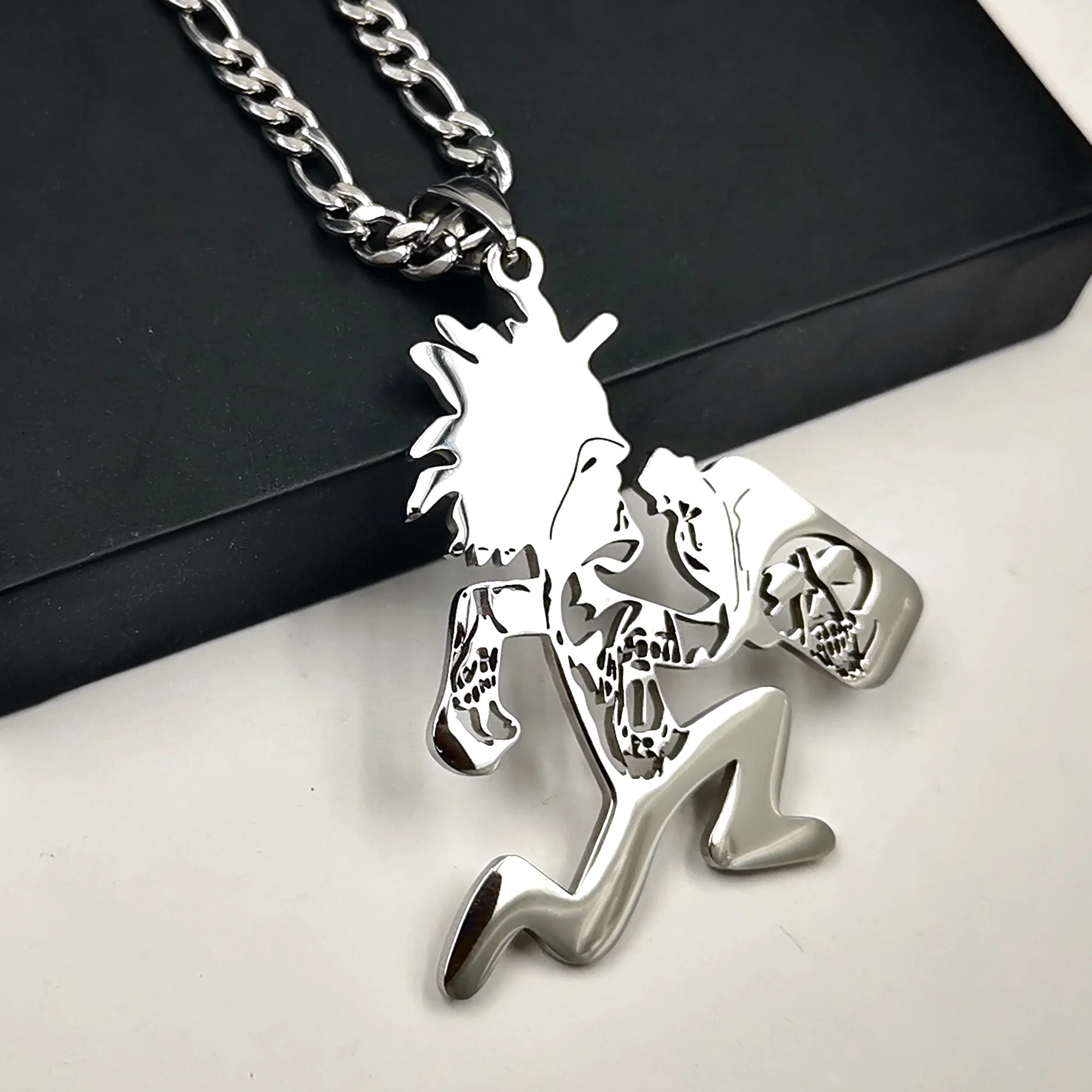 Chapter 17 Ouija Macc Juggalo Pendant Necklace - Stainless Steel Hatchetman With Figaro Chain