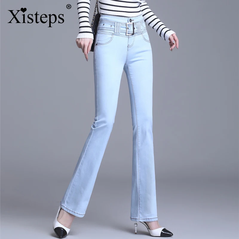 

Nonis 2017 High Waist Jeans Women Vintage Skinny Jeans Female Slim Elastic Pants women denim pants With Belt Three color