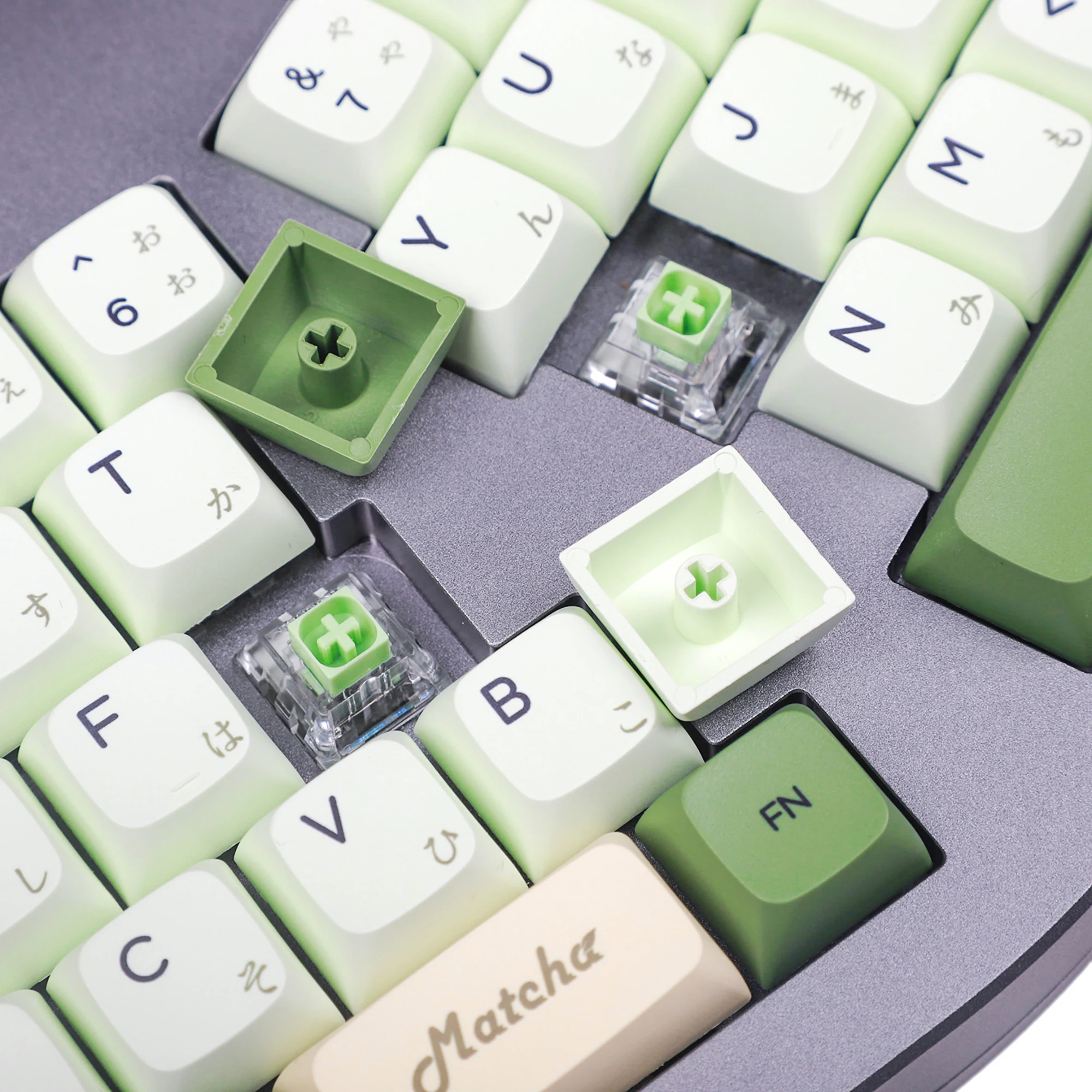 Matcha Dye Sub Zda Pbt Keycap Semelhante ao Xda Japonês Coreano Russo Teclado mx 104 87 61 Melody 96 Kbd75 Id80 Gk64 68 Sp84 - Imagem 3
