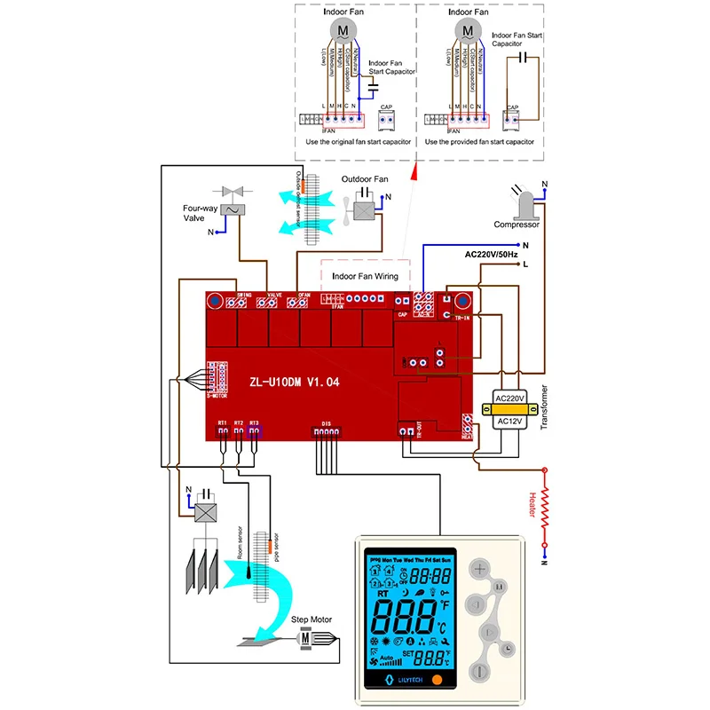LILYTECH A/C система управления шкаф AC PCB Универсальный C контроль Лер ЖК дисплей ZL U10D
