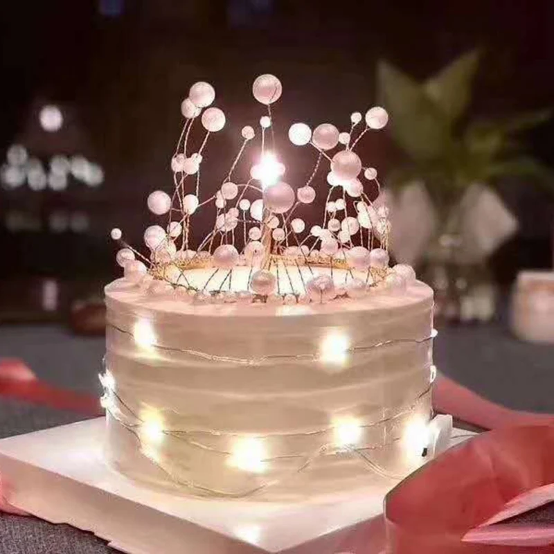 

Crown Shape Cake Decoration Handmade Unique Pearl Cake Decoration Kitchen Baking Tool Cake Decorating Supplies