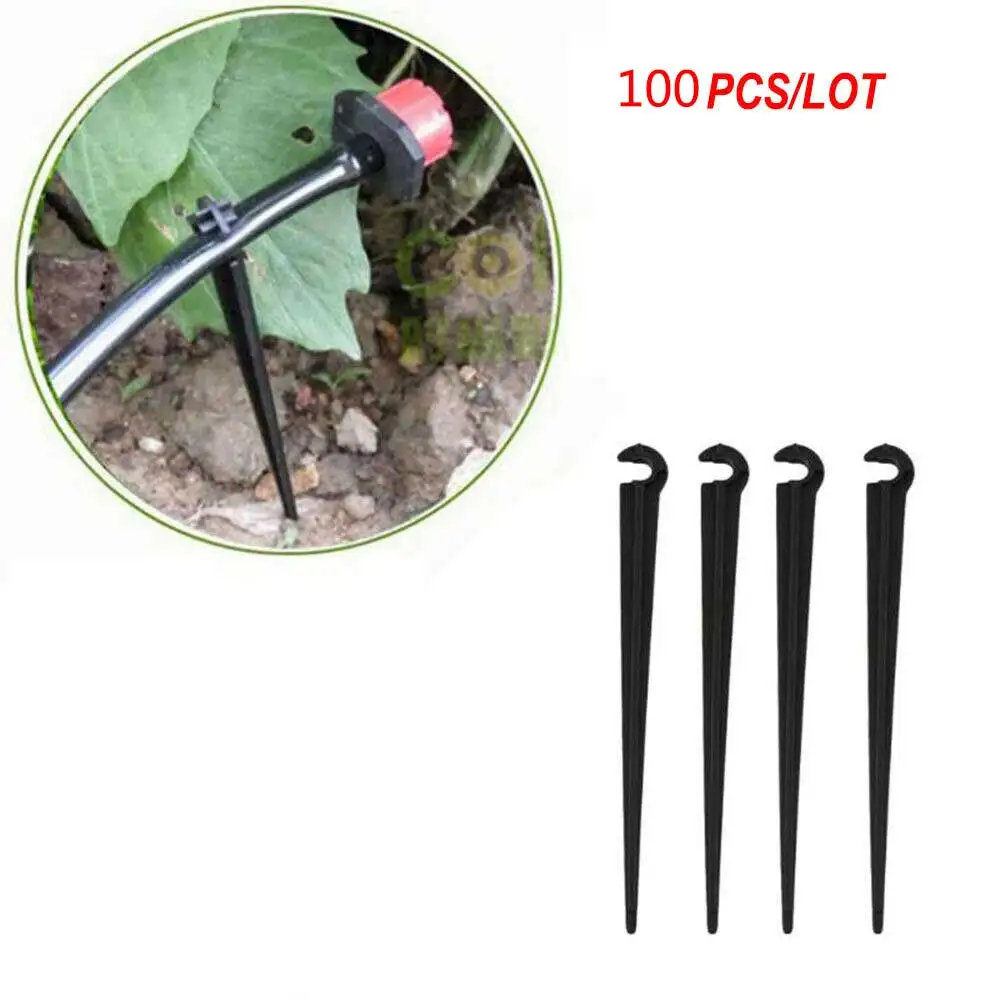 Hook fixed Stem Support Stake Compatible with 4/7 Drip Irrigation Water Hose Pack of 100