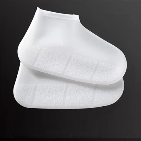 Многоразовые водонепроницаемые непромокаемые чехлы для обуви силиконовые моющиеся износостойкие Чехлы для обуви резиновые сапоги для взрослых детей - Цвет: Белый